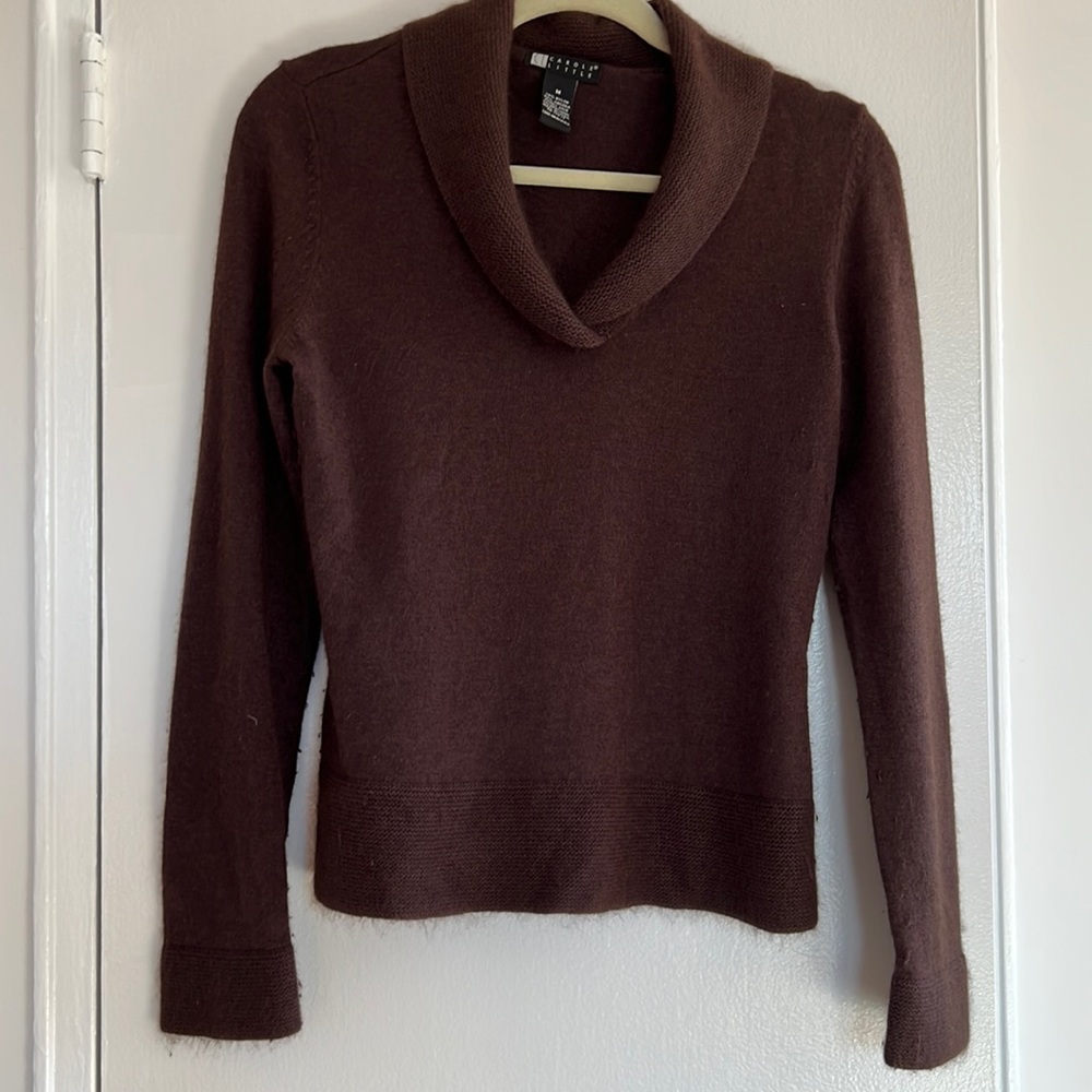 Dark chocolate angora wool mixed sweater. Size M.